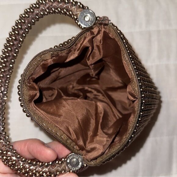 Shiny Brown Beaded Mini Hobo Bag - Picture 8 of 8